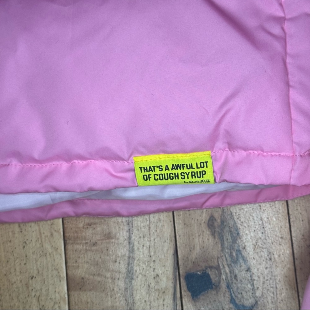 That’s A Awful lot Of Cough Syrup Pink Women’s Cropped Puffer Jacket Size XL - Picture 4 of 6